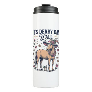 Garrafa Térmica Chapéu Floral Cavalo Derby Day Y'all