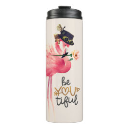 Garrafa Térmica Chapéu Steampunk Flamingo Monograma "Seja Você tif