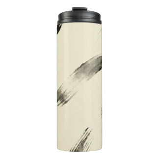 Garrafa Térmica Charcoal Strokes Pattern | Minimal Beige Abstract