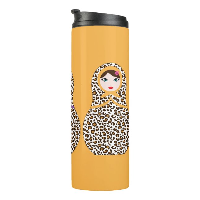 Garrafa Térmica Cheetah Impressão Matryoshka Tumbler térmico (Rotação à direita)
