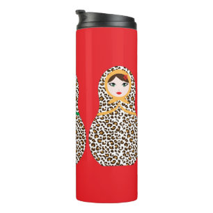 Garrafa Térmica Cheetah Impressão Matryoshka Tumbler térmico