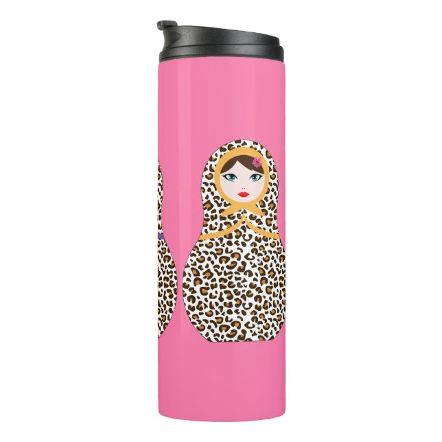 Garrafa Térmica Cheetah Impressão Matryoshka Tumbler térmico (Rotação à direita)
