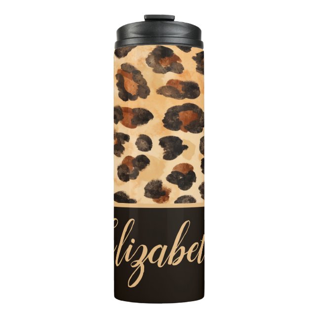 Garrafa Térmica Cheetah Personalizado Mancha Tumbler Térmico (Frente)