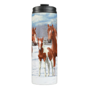 Garrafa Térmica Chestnut Pinto Sorrel Paint Quarter Hors Em Neve