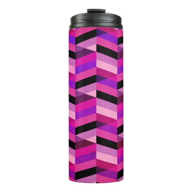 Garrafa Térmica Chevron/Herringbone Abstrato | Roxos e Violeta (Frente)