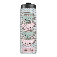 Chibi Dotty Teacup Stack Rosa e Azul