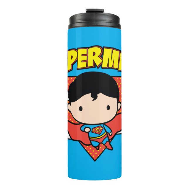 Garrafa Térmica Chibi Superman Bolinhas Shield e Nome (Frente)