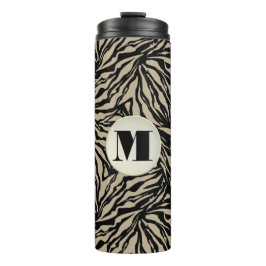 Garrafa Térmica Chic Beige Black Animal Impresso Monograma