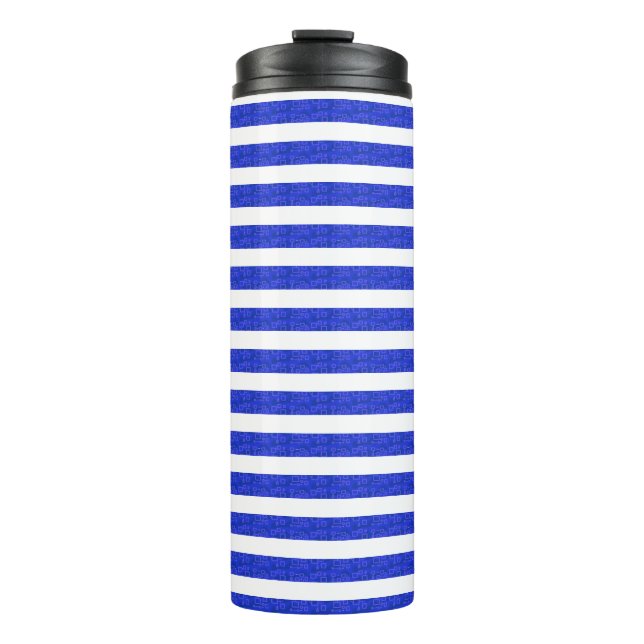 Garrafa Térmica Chic Blue Geometric Stripes (Frente)