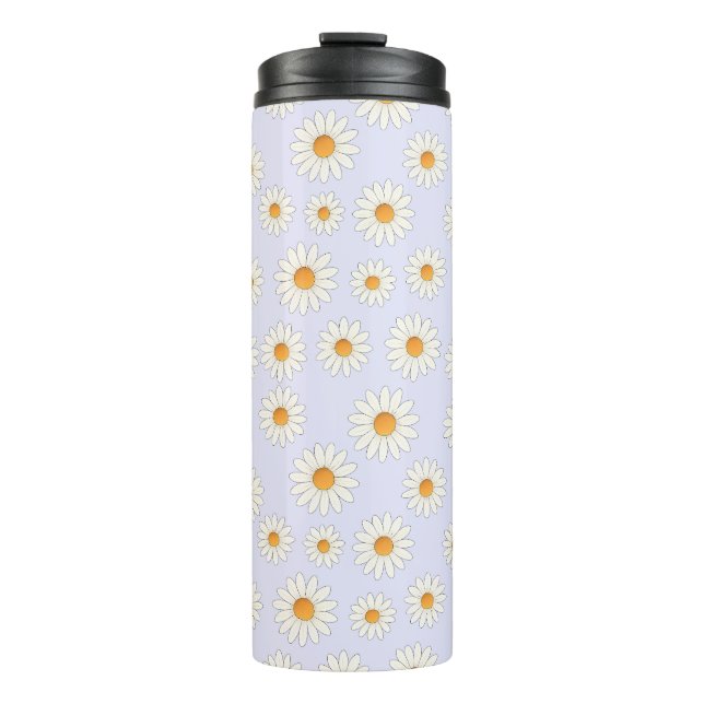 Garrafa Térmica Chic Daisy Flower Pattern - Design Floral Bonito - (Frente)