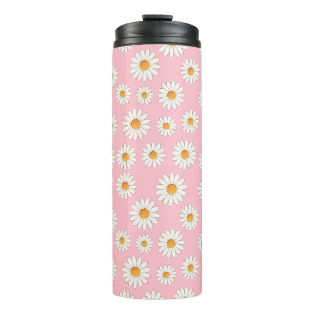 Garrafa Térmica Chic Daisy Flower Pattern - Design Floral Bonito - (Frente)