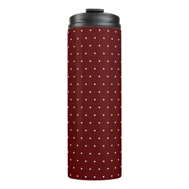 Garrafa Térmica Chic Maroon Thermal Tumbler with White Dot Pattern (Frente)