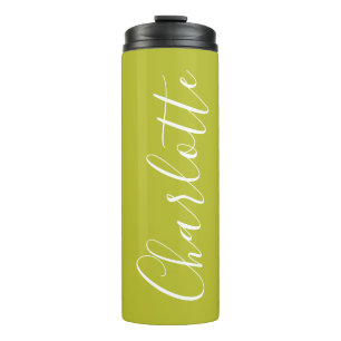 Garrafa Térmica Chic Script Typography Personalized Chartreuse