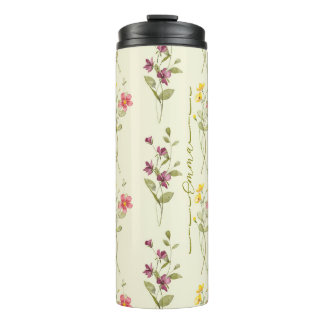 Garrafa Térmica Chic & Único: design de flores personalizado 