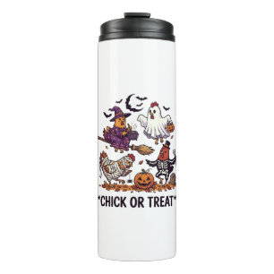 Garrafa Térmica Chick Or Treat Haloween Galinhas Bruxa Fantasma Ab