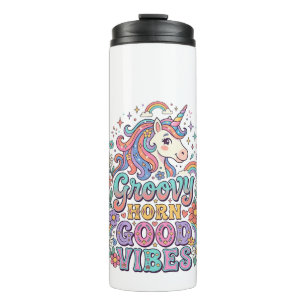 Garrafa Térmica Chifre Groovy Unicórnio Boas Vibrações Encantador