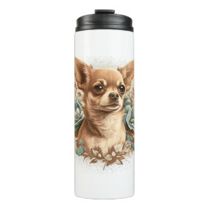 Garrafa Térmica Chihuahua Cute Dog Linda Flores Rapariga