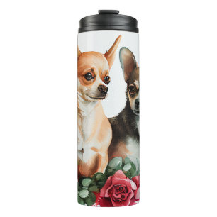 Garrafa Térmica Chihuahua Love com Rosas
