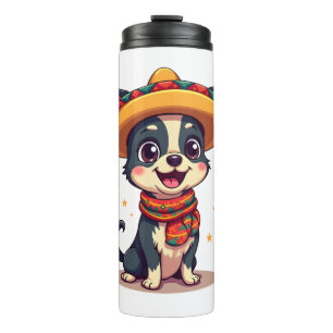 Garrafa Térmica Chihuahua México Cinco de Mayo Cachorro Engraçado 