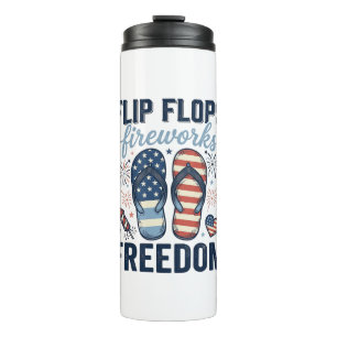 Garrafa Térmica Chinelos Patrióticos Fogos de Artifício Camisa Lib