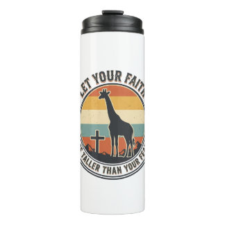 Garrafa Térmica Christian Faith Giraffe Inspirational Retro Sunset