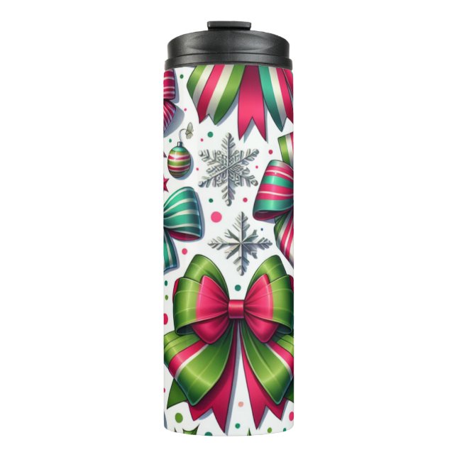 Garrafa Térmica Christmas Bows Tumbler – Festive Gift for Women (Frente)