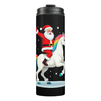 Garrafa Térmica Christmas Santa Riding Unicorn Xmas Girls Women Ra