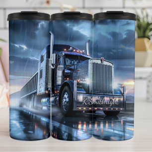 Garrafa Térmica Chrome Semi Truck Rain Storm