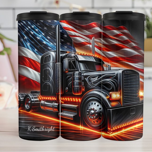 Garrafa Térmica Chrome Truck American Flag Spark (Criador carregado)