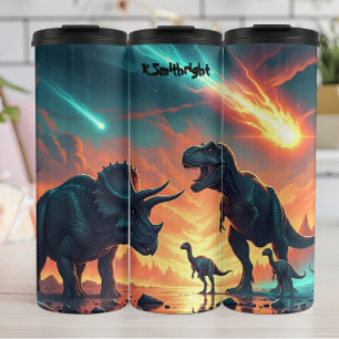 Garrafa Térmica Chuva de Meteoros Dinossauros Conflito Pré-Históri