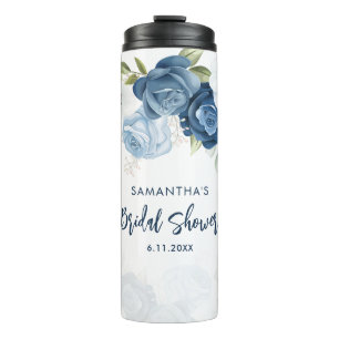Garrafa Térmica Chuva de Noiva Floral Azul Personalizada