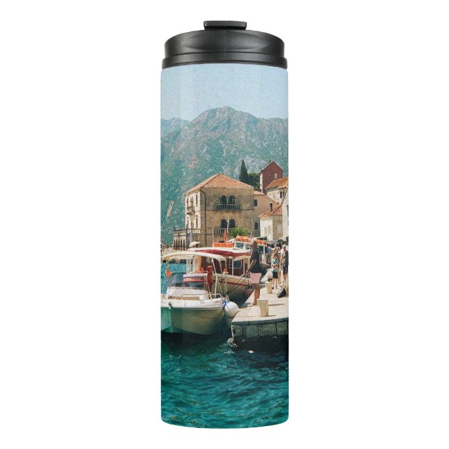 Garrafa Térmica Cidade costeira de Perast, Montenegro (Frente)