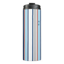 Cinza Branca Vermelha Azul Moderna Stripes Monogra