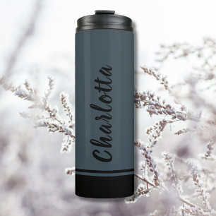Garrafa Térmica Cinza de carvão preto Elegante mínimo personalizad