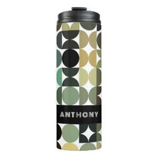 Garrafa Térmica Cinza Diversão Personalizada Palha Verde Taupe Cas