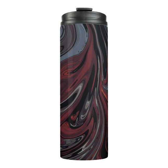 Garrafa Térmica Cinza e pintura de abstrato vermelha (Frente)