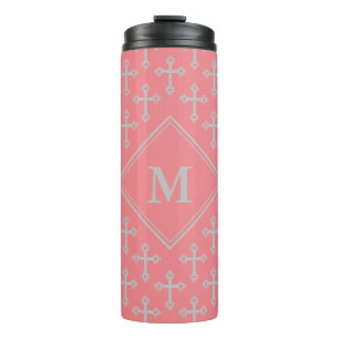 Garrafa Térmica Cinza Rosa Monograma na moda CROSS