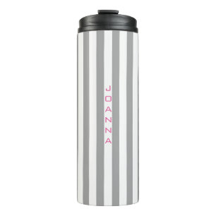 Garrafa Térmica Cinzas Monogramas E Estrias Brancas