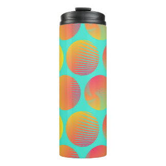 Garrafa Térmica Círculos Sem Costura Padrão: Laranja e Azul.