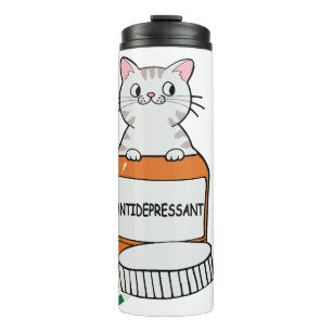 Garrafa Térmica Citação engraçada de gato Antidepressivo Amante de