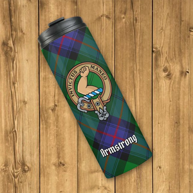 Garrafa Térmica Clan Armstrong Crest sobre Tartan (Criador carregado)