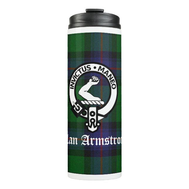 Garrafa Térmica Clan Armstrong Tartan & Crest Crachá (Frente)