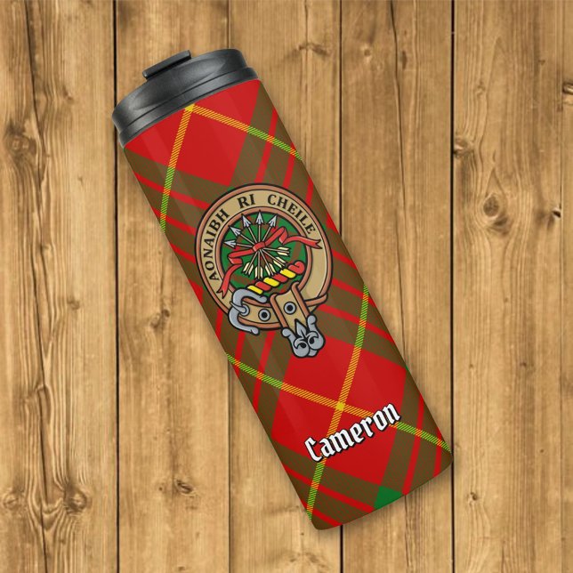 Garrafa Térmica Clan Cameron Crest sobre Tartan (Criador carregado)