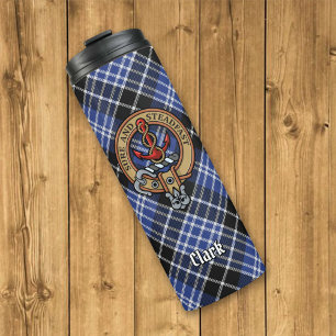 Garrafa Térmica Clan Clark Crest sobre Tartan