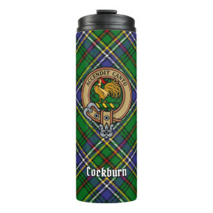 Garrafa Térmica Clan Cockburn Crest sobre Tartan