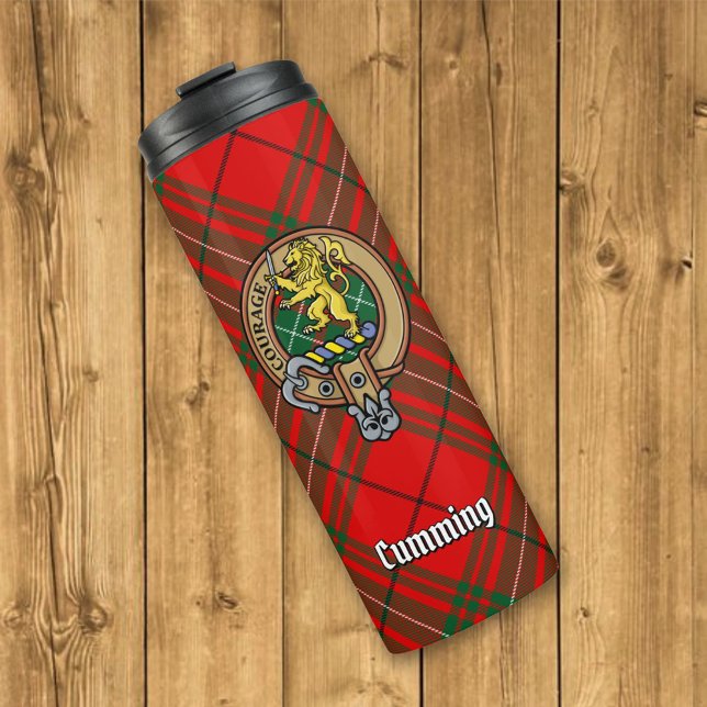 Garrafa Térmica Clan Cumming Crest sobre Tartan (Criador carregado)