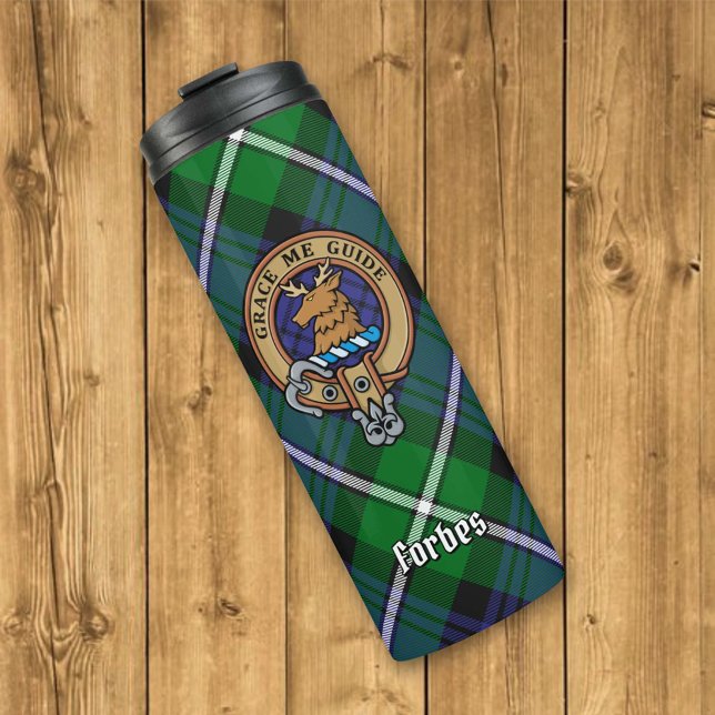 Garrafa Térmica Clan Forbes Crest sobre Tartan (Criador carregado)