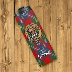 Garrafa Térmica Clan Forrester Crest sobre Tartan
