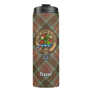 Garrafa Térmica Clan Fraser Crest over Weathered Hunting Tartan