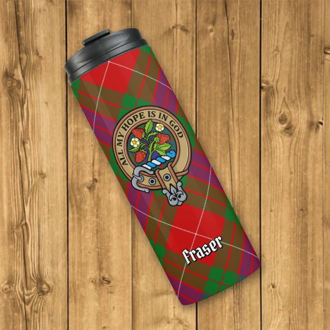 Garrafa Térmica Clan Fraser Crest sobre Tartan (Criador carregado)